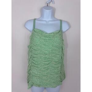 Torrid 1X Green Mesh Shirred Cropped Cami NWT Adjustable Straps Lined